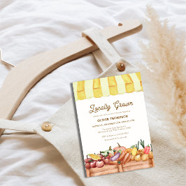 Lokalt odlad gårm Veggie Fruits Baby Shower Inbjudningar