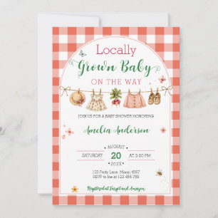 Lokalt Odlad Gingham Coquette Barnkalas Inbjudningar