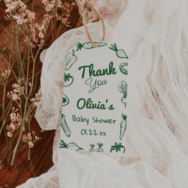 Lokalt odlad Grönt Babykläder för grönsaker Presentetikett (Skapare uppladdad)