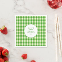 Lokalt odlad Grönt Gingham Namn Baby Shower