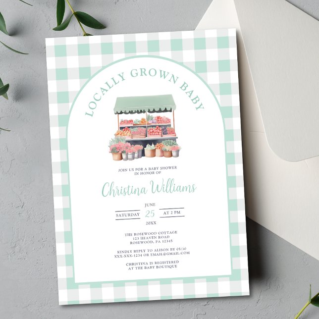 Lokalt odlad Grönt-Neutralt- babyvisningsprogram f Inbjudningar (Skapare uppladdad)