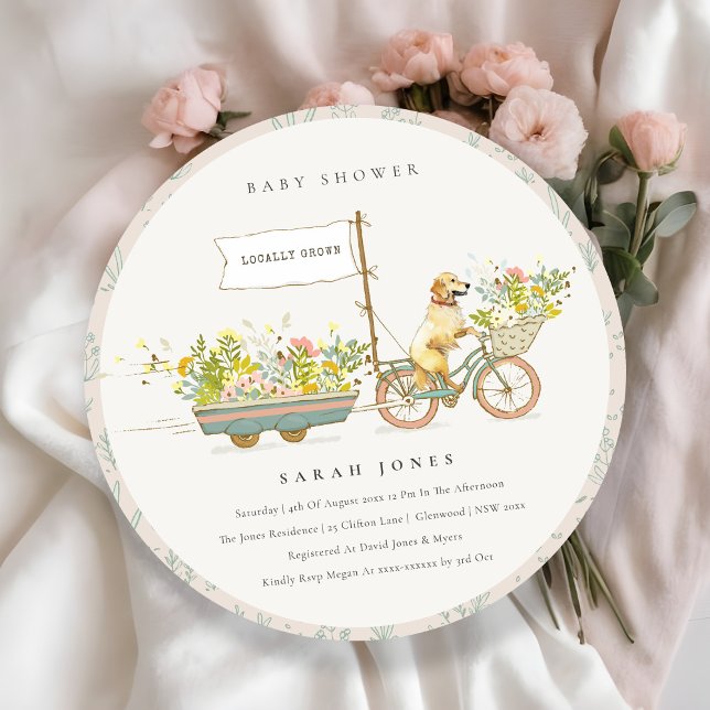 Lokalt odlad, gyllene återgivningsskuva för Blommi Inbjudningar (Skapare uppladdad)