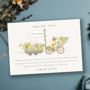 Lokalt odlad, gyllene återgivningsskuva för Blommi Tack Kort