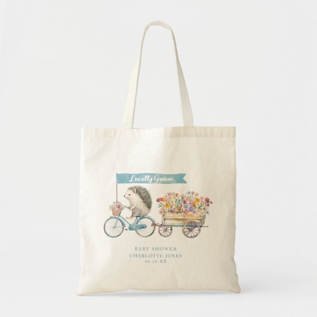 Lokalt odlad Hedgehog Baby Shower Tote Bag Tygkasse (Framsidan)