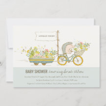 Lokalt odlad Hedgehog Blommigt Baby Shower Inbjuda