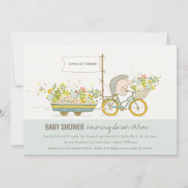 Lokalt odlad Hedgehog Blommigt Baby Shower Inbjuda Tack Kort
