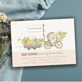 Lokalt odlad Hedgehog Blommigt Baby Shower Inbjuda Tack Kort