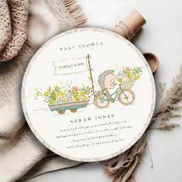 Lokalt odlad Hedgehog Blommigt Baby Shower Inbjuda Tack Kort