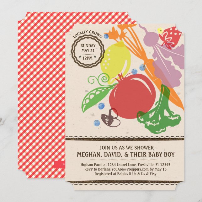 Lokalt odlad inbjudan till babyvisningsprogram (Fram/baksida)