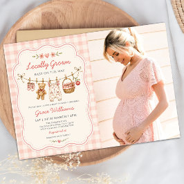 Lokalt Odlad Klädtork Babyshower Foto Inbjudningar