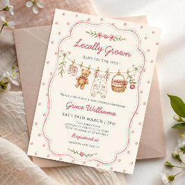Lokalt Odlad Klädtork Babyshower Inbjudningar