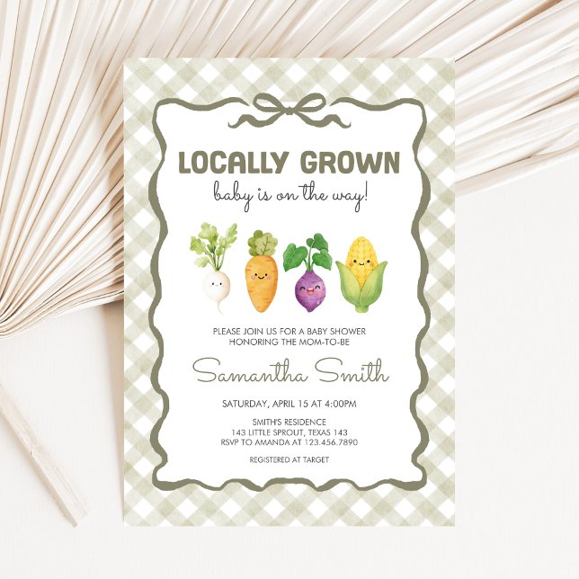 Lokalt Odlad Liten Grodd Baby Shower Inbjudningar (Locally Grown Baby Shower Invitation)