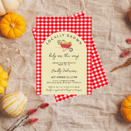 Lokalt odlad modern Red Gingham Baby Shower Inbjudningar