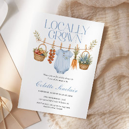 Lokalt Odlad Pojke Bondens Marknad Baby Shower Inbjudningar