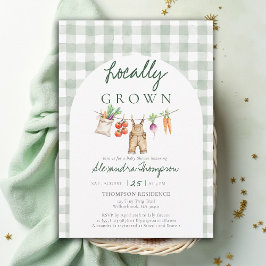 Lokalt Odlad Produkter Torkställning Baby Shower Inbjudningar