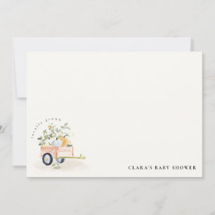 Lokalt Odlad Pumpavagn Vattenfärg Baby Shower Anteckningskort