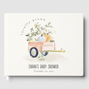 Lokalt Odlad Pumpavagn Vattenfärg Baby Shower Gästböcker