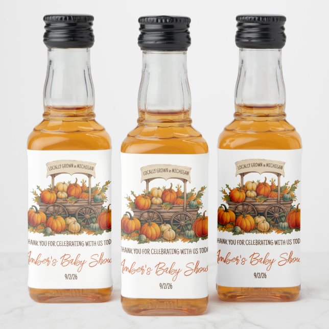 Lokalt odlad, Pumpkin-jordbrukarens babyskor på ma Spritflaskor Etikett (Flaskor)