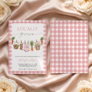 Lokalt Odlad Rosa Bondes Dotter Babyshower Inbjudningar