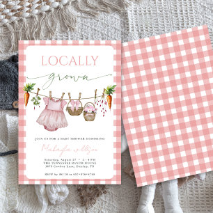 Lokalt Odlad Rosa Bondes dotter Babyshower Inbjudningar