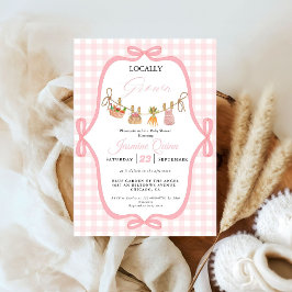 Lokalt odlad Rosa-flickbabydusch Baby sprinkle Inbjudningar