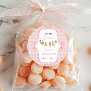 Lokalt odlad Rosa-flickbabydusch Baby sprinkle Runt Klistermärke