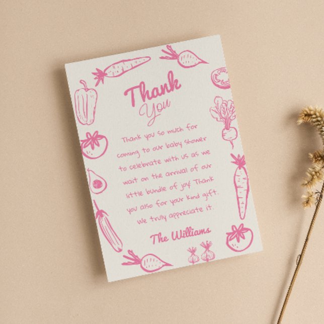 Lokalt odlad Rosa Girly Baby Shower Tack Kort (Skapare uppladdad)