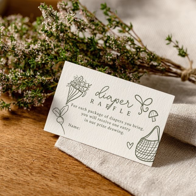 Lokalt odlad Rustic jordbrukares marknadsförråd Ra Tilläggskort (Locally Grown Rustic Farmer’s Market Diaper Raffle Enclosure Card)