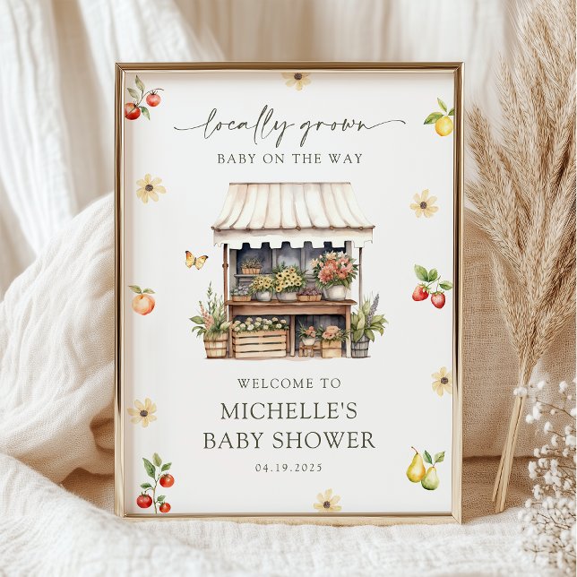 Lokalt Odlad Rustik Boho Bebis Shower Välkomstskyl Poster (Skapare uppladdad)