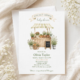 Lokalt Odlad Salvia Bondemarknad Baby Shower Inbjudningar