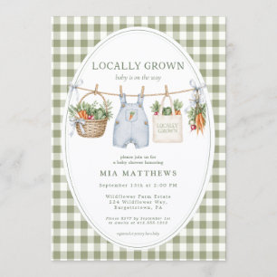 Lokalt Odlad Salvia Rutig Baby Shower Inbjudan