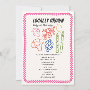 Lokalt Odlad Tjej Baby Shower Marknad Inbjudningar