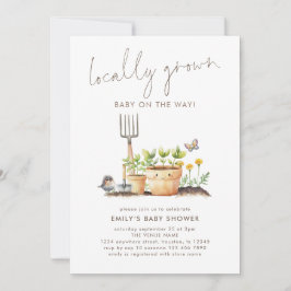 Lokalt Odlad Trädgårds Baby Shower Inbjudningar