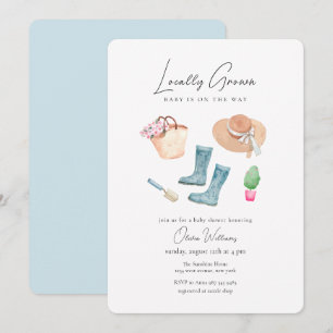 Lokalt Odlad Trädgårdsregnstövlar Baby Shower Inbjudningar
