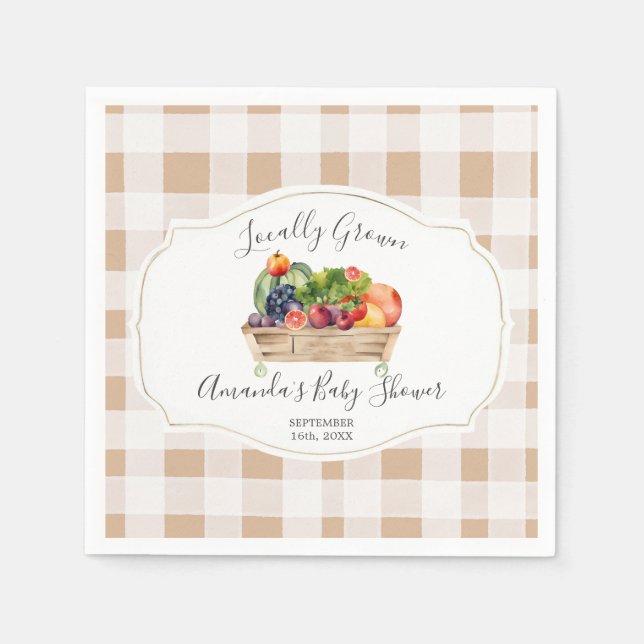 Lokalt odlad Veggies Farmer Market Baby Shower Pappersservett (Framsidan)