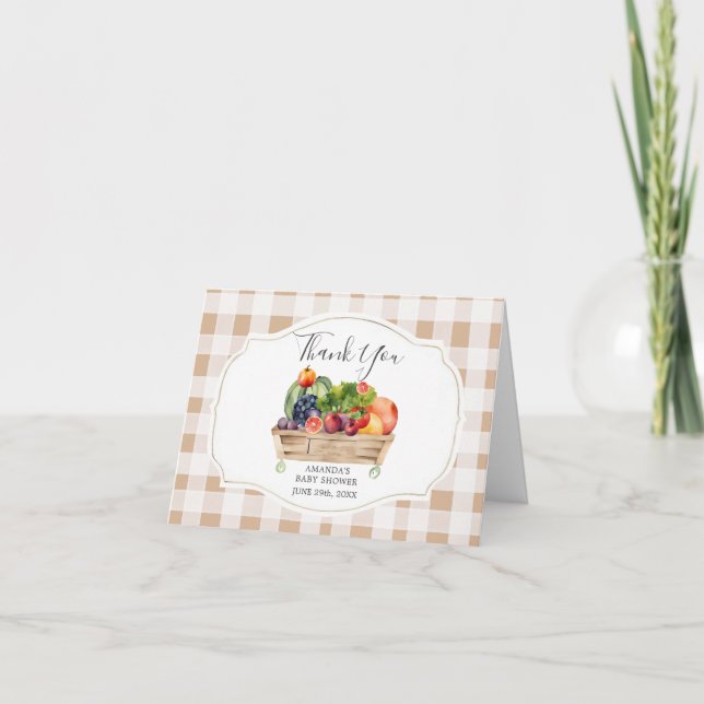Lokalt odlad Veggies Farmer Market Baby Shower Tack Kort (Framsida)