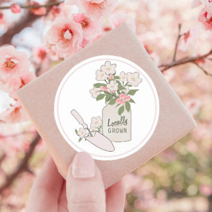 Lokalt odlade Blommar på jordbruksmarknaden Runt Klistermärke
