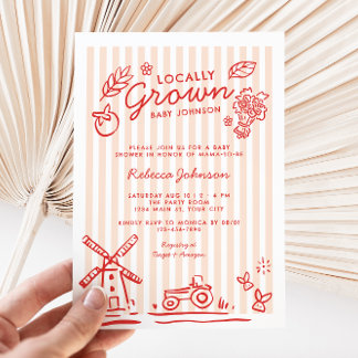 Lokalt odlade flickor, babyskor inbjudningar