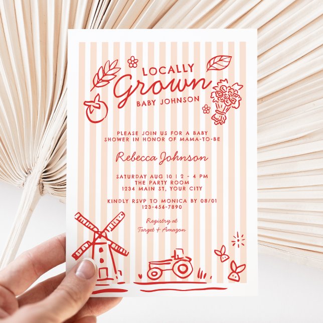 Lokalt odlade flickor, babyskor inbjudningar (Locally Grown Girls Baby Shower Invite)