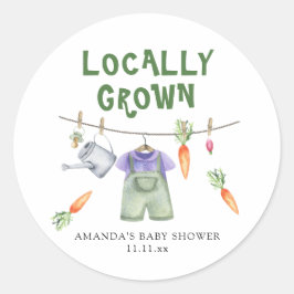 Lokalt odlade grönsaker akvarell baby shower runt klistermärke