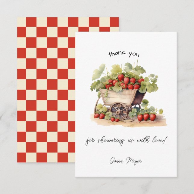 Lokalt odlade jordbrukare Marknaden för jordgubbar Tack Kort (Fram/baksida)