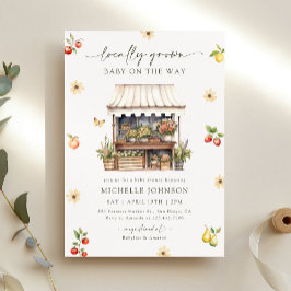 Lokalt odlade jordbrukare marknadsför babyskor inbjudningar