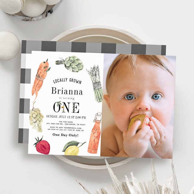 Lokalt odlade jordbrukare Marknadsfoto 1:a födelse Inbjudningar (Skapare uppladdad)