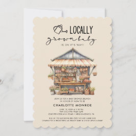 Lokalt odlade jordbrukares babyskor på marknaden inbjudningar