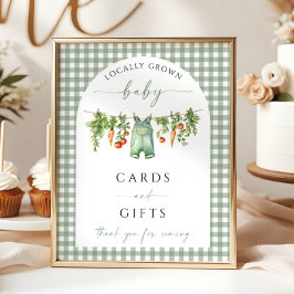 Lokalt odlade kort och gåvor undertecknar grönsake poster