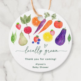 Lokalt odlade lantbrukare marknadsför babyskor gåvor etiketter