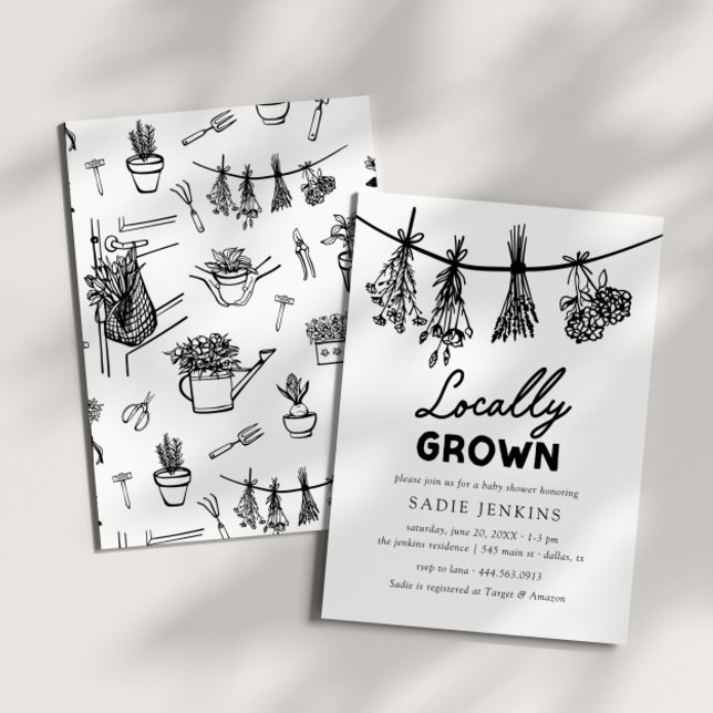 Lokalt odlade lantbrukare marknadsför babyskor inbjudningar (Skapare uppladdad)