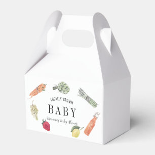 Lokalt odlade lantbrukare marknadsför babyskor presentaskar