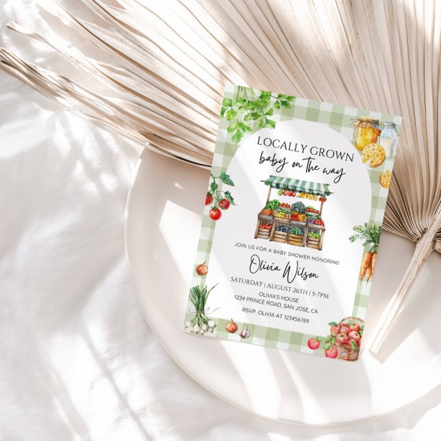 Lokalt Odlat Baby på Väg–Rustik Bondgårdstema Inbjudningar (Skapare uppladdad)