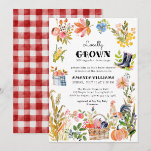 Lokalt Odlat Barn Bondens Marknad Baby Shower Inbjudningar